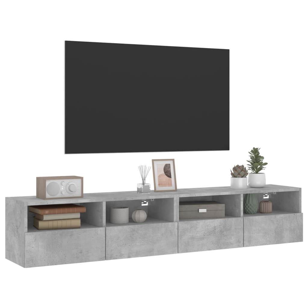 TV Wall Cabinets 2 pcs Concrete Grey 80x30x30cm Engineered Wood