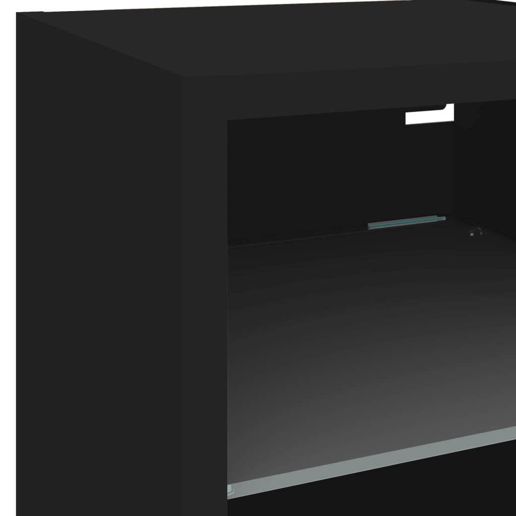 TV Wall Cabinet with LED Lights Black 30x28.5x30 cm