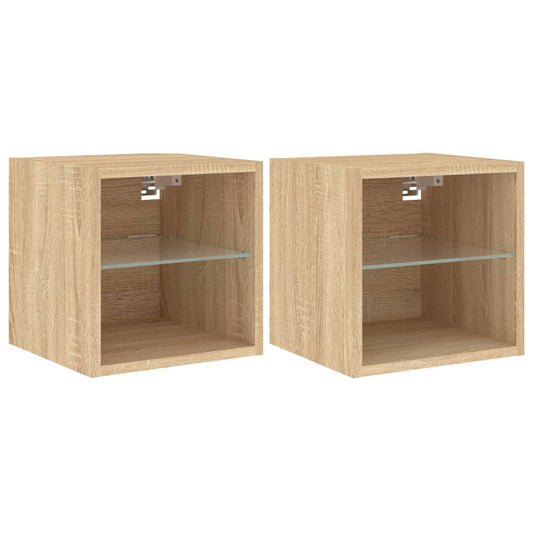 TV Wall Cabinets with LED Lights 2 pcs Sonoma Oak 30x28.5x30 cm TV Wall Cabinets with LED Lights 2 pcs Sonoma Oak 30x28.5x30 cm