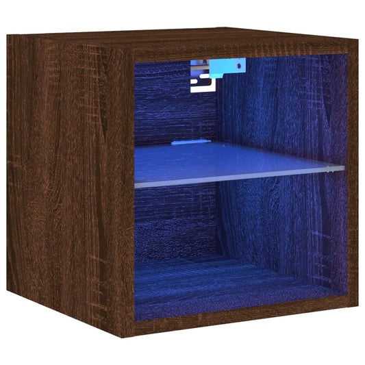 TV Wall Cabinet with LED Lights Brown Oak 30x28.5x30 cm TV Wall Cabinet with LED Lights Brown Oak 30x28.5x30 cm