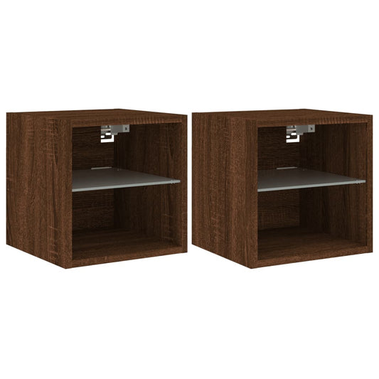 TV Wall Cabinets with LED Lights 2 pcs Brown Oak 30x28.5x30 cm TV Wall Cabinets with LED Lights 2 pcs Brown Oak 30x28.5x30 cm
