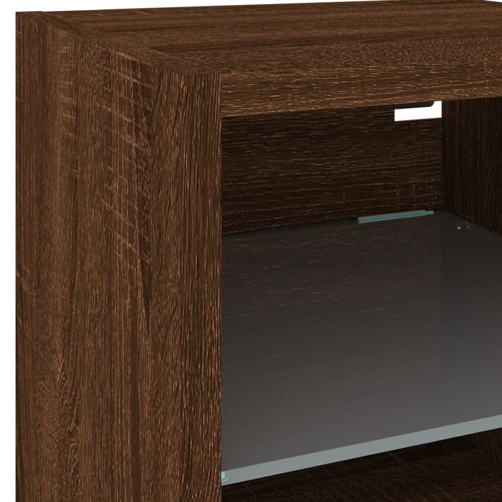 TV Wall Cabinets with LED Lights 2 pcs Brown Oak 30x28.5x30 cm