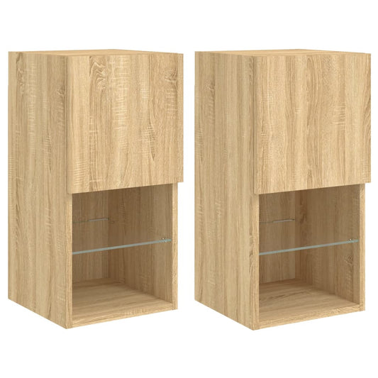 2 Piece TV Cabinet Set with LED Lights Sonoma Oak 30,5x30x60 cm 2 Piece TV Cabinet Set with LED Lights Sonoma Oak 30,5x30x60 cm