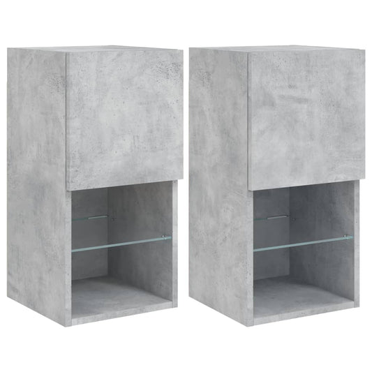 TV Cabinets with LED Lights 2 pcs Concrete Grey 30.5x30x60 cm TV Cabinets with LED Lights 2 pcs Concrete Grey 30.5x30x60 cm