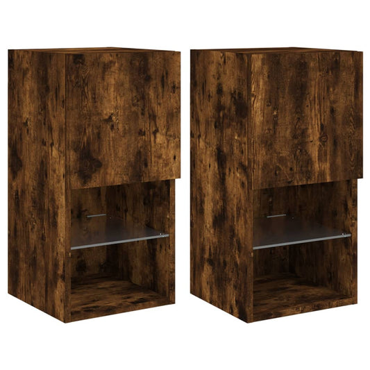 2 Piece TV Cabinet Set with LED Lights Smoked Oak 30,5x30x60 cm 2 Piece TV Cabinet Set with LED Lights Smoked Oak 30,5x30x60 cm