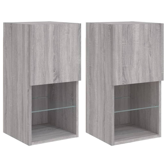 2 Piece TV Cabinet Set with LED Lights Grey Sonoma 30,5x30x60 cm 2 Piece TV Cabinet Set with LED Lights Grey Sonoma 30,5x30x60 cm