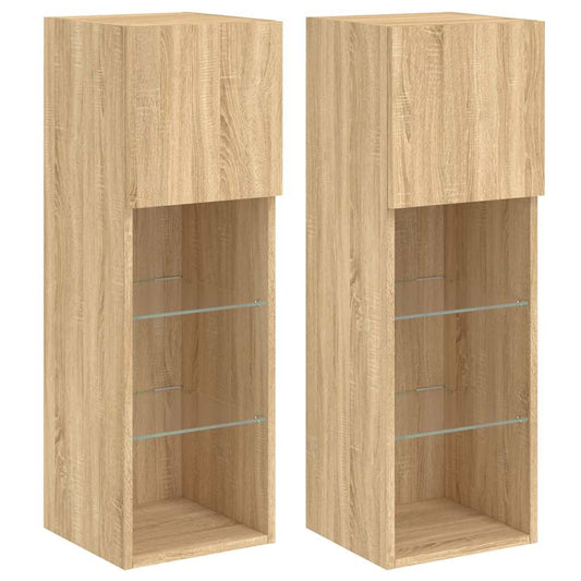 2 Piece TV Cabinet Set with LED Lights Sonoma Oak 30,5x30x90 cm 2 Piece TV Cabinet Set with LED Lights Sonoma Oak 30,5x30x90 cm