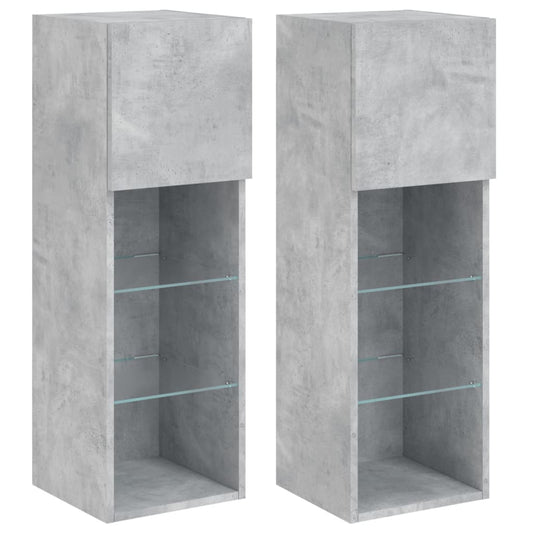 TV Cabinets with LED Lights 2 pcs Concrete Grey 30.5x30x90 cm TV Cabinets with LED Lights 2 pcs Concrete Grey 30.5x30x90 cm