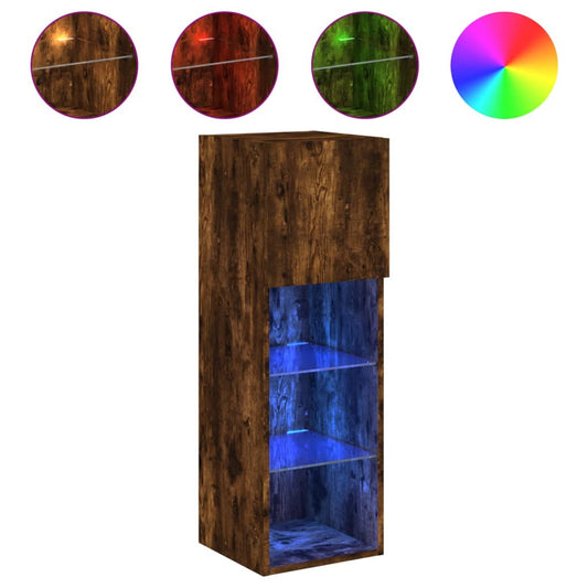 TV Cabinet with LED Lights Smoked Oak 30.5x30x90 cm TV Cabinet with LED Lights Smoked Oak 30.5x30x90 cm