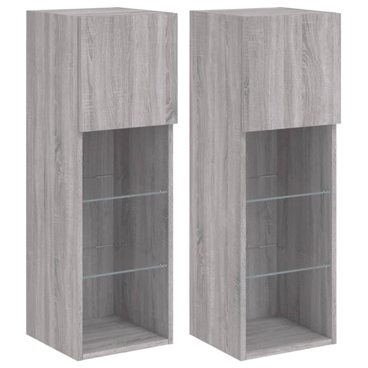 TV Cabinets with LED Lights 2 pcs Grey Sonoma 30.5x30x90 cm TV Cabinets with LED Lights 2 pcs Grey Sonoma 30.5x30x90 cm