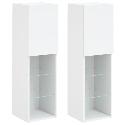 TV Cabinets with LED Lights 2 pcs White 30.5x30x102 cm TV Cabinets with LED Lights 2 pcs White 30.5x30x102 cm