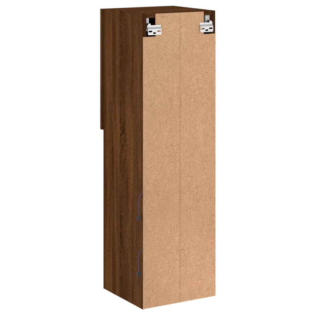 TV Cabinet with LED Lights Brown Oak 30,5x30x102 cm