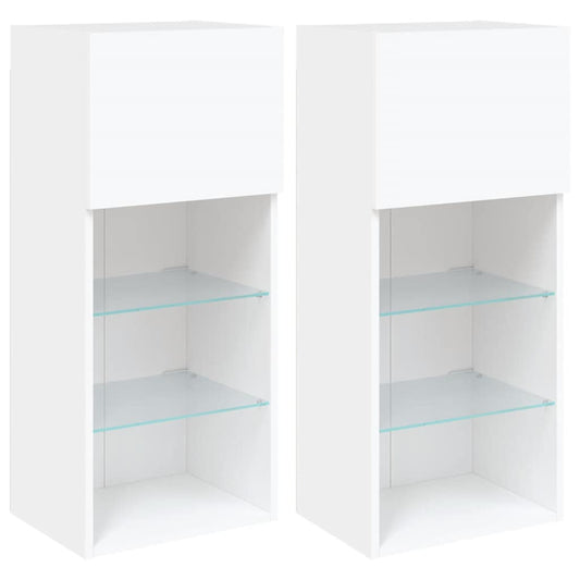 2 Piece TV Cabinet Set with LED Lights White 40,5x30x90 cm 2 Piece TV Cabinet Set with LED Lights White 40,5x30x90 cm
