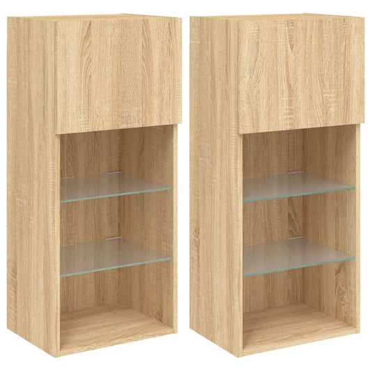2 Piece TV Cabinet Set with LED Lights Sonoma Oak 40,5x30x90 cm 2 Piece TV Cabinet Set with LED Lights Sonoma Oak 40,5x30x90 cm