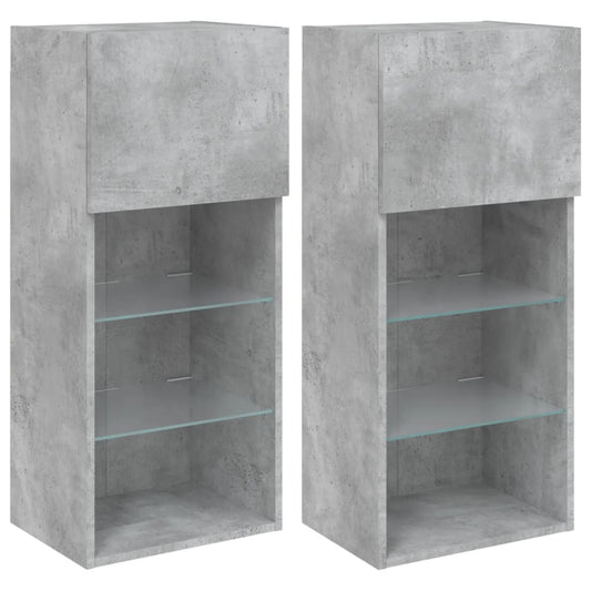TV Cabinets with LED Lights 2 pcs Concrete Grey 40.5x30x90 cm TV Cabinets with LED Lights 2 pcs Concrete Grey 40.5x30x90 cm