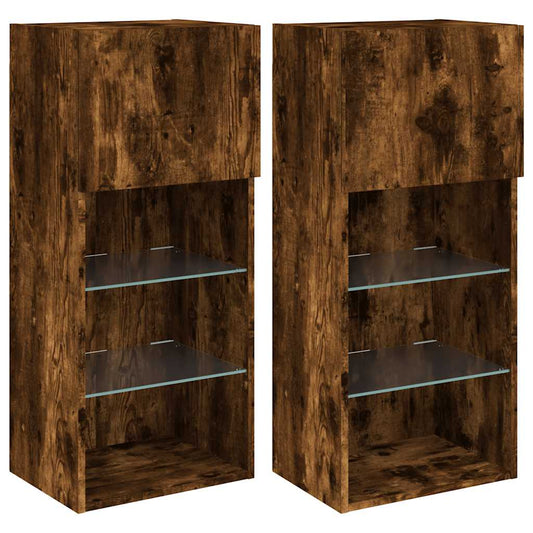 2 Piece TV Cabinet Set with LED Lights Smoked Oak 40,5x30x90 cm 2 Piece TV Cabinet Set with LED Lights Smoked Oak 40,5x30x90 cm