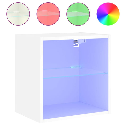Bedside Cabinet with LED Lights Wall-mounted White Bedside Cabinet with LED Lights Wall-mounted White