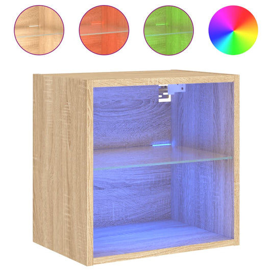 Bedside Cabinet with LED Lights Wall-mounted Sonoma Oak Bedside Cabinet with LED Lights Wall-mounted Sonoma Oak