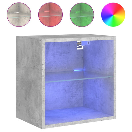 Bedside Cabinet with LED Lights Wall-mounted Concrete Grey Bedside Cabinet with LED Lights Wall-mounted Concrete Grey