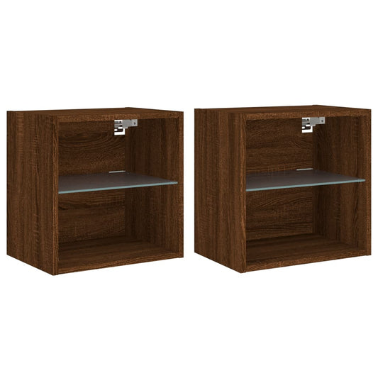 Bedside Cabinets with LED Lights Wall-mounted 2 pcs Brown Oak Bedside Cabinets with LED Lights Wall-mounted 2 pcs Brown Oak