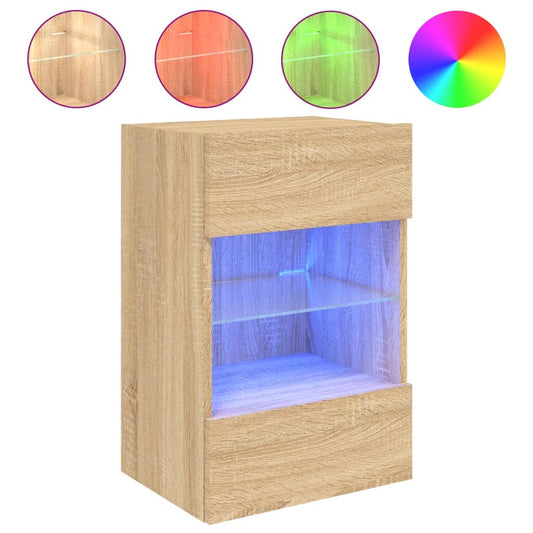 TV Wall Cabinet with LED Lights Sonoma Oak 40x30x60.5 cm TV Wall Cabinet with LED Lights Sonoma Oak 40x30x60.5 cm