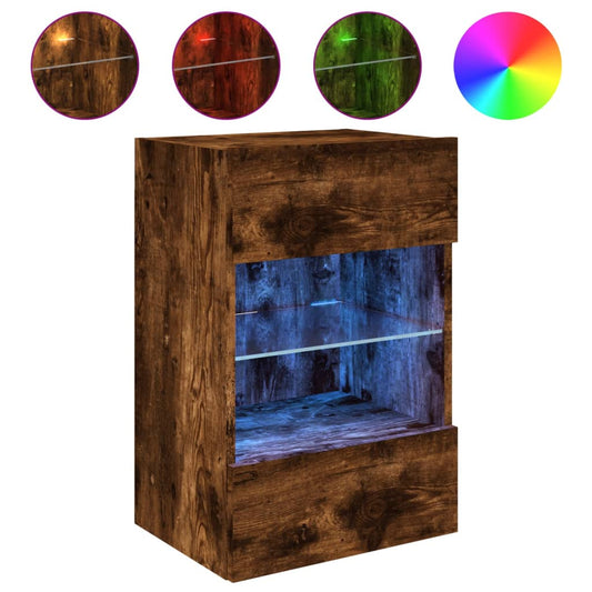 TV Wall Cabinet with LED Lights Smoked Oak 40x30x60.5 cm TV Wall Cabinet with LED Lights Smoked Oak 40x30x60.5 cm