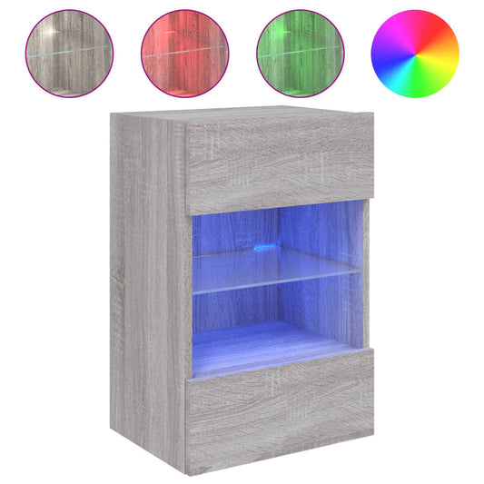 TV Wall Cabinet with LED Lights Grey Sonoma 40x30x60.5 cm TV Wall Cabinet with LED Lights Grey Sonoma 40x30x60.5 cm