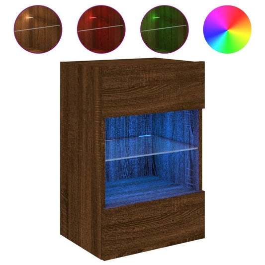 TV Wall Cabinet with LED Lights Brown Oak 40x30x60.5 cm TV Wall Cabinet with LED Lights Brown Oak 40x30x60.5 cm