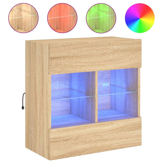TV Wall Cabinet with LED Lights Sonoma Oak 58.5x30x60.5 cm TV Wall Cabinet with LED Lights Sonoma Oak 58.5x30x60.5 cm