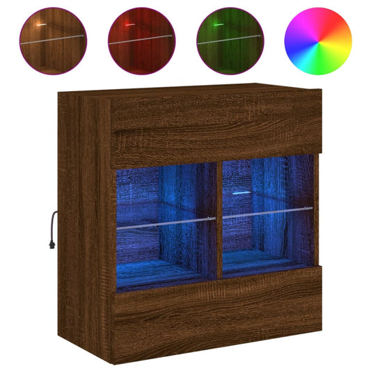 TV Wall Cabinet with LED Lights Brown Oak 58.5x30x60.5 cm TV Wall Cabinet with LED Lights Brown Oak 58.5x30x60.5 cm