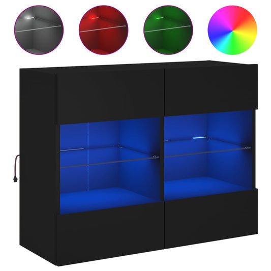 TV Wall Cabinet with LED Lights Black 78.5x30x60.5 cm TV Wall Cabinet with LED Lights Black 78.5x30x60.5 cm