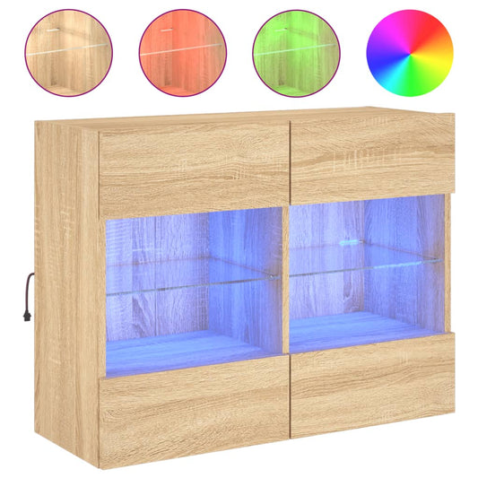 TV Wall Cabinet with LED Lights Sonoma Oak 78.5x30x60.5 cm TV Wall Cabinet with LED Lights Sonoma Oak 78.5x30x60.5 cm