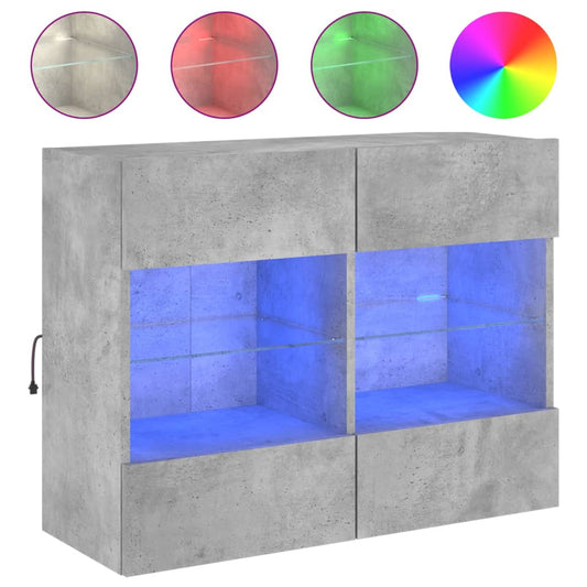 TV Wall Cabinet with LED Lights Concrete Grey 78.5x30x60.5 cm TV Wall Cabinet with LED Lights Concrete Grey 78.5x30x60.5 cm