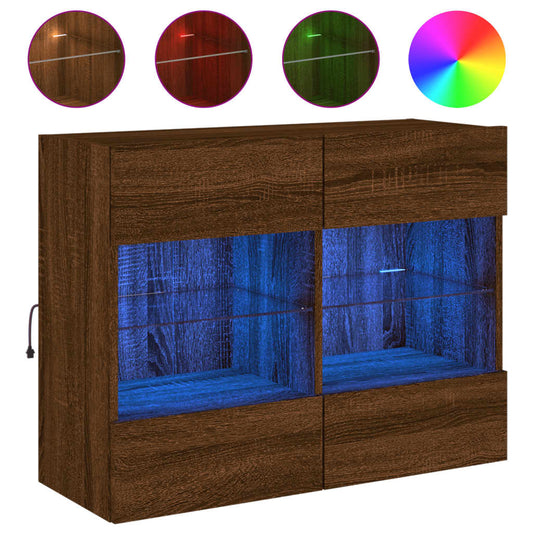 TV Wall Cabinet with LED Lights Brown Oak 78.5x30x60.5 cm TV Wall Cabinet with LED Lights Brown Oak 78.5x30x60.5 cm