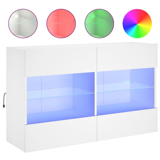 TV Wall Cabinet with LED Lights White 98.5x30x60.5 cm TV Wall Cabinet with LED Lights White 98.5x30x60.5 cm