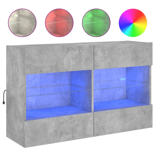 TV Wall Cabinet with LED Lights Concrete Grey 98.5x30x60.5 cm TV Wall Cabinet with LED Lights Concrete Grey 98.5x30x60.5 cm