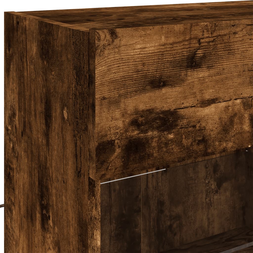 TV Wall Cabinet with LED Lights Smoked Oak 98,5x30x60,5 cm