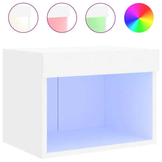 Bedside Cabinet with LED Lights Wall-mounted White Bedside Cabinet with LED Lights Wall-mounted White
