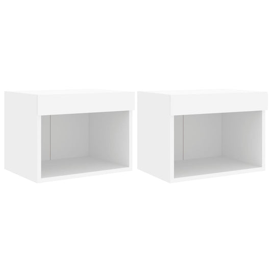 Bedside Cabinets with LED Lights Wall-mounted 2 pcs White Bedside Cabinets with LED Lights Wall-mounted 2 pcs White