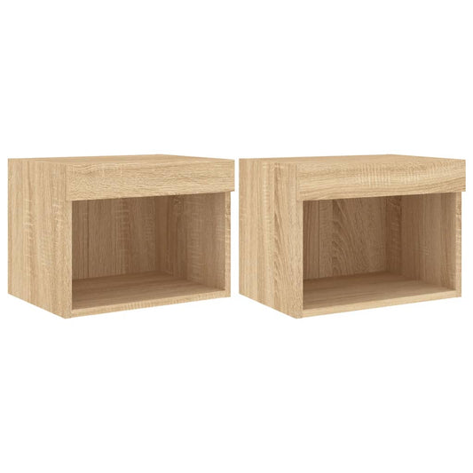 Bedside Cabinets with LED Lights Wall-mounted 2 pcs Sonoma Oak Bedside Cabinets with LED Lights Wall-mounted 2 pcs Sonoma Oak