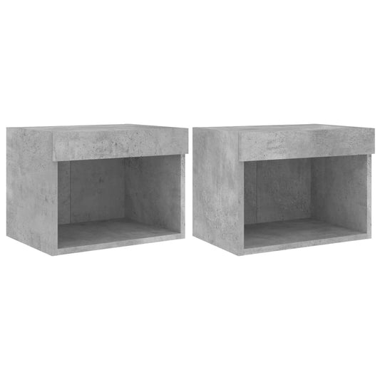 Bedside Cabinets with LED Wall-mounted 2 pcs Concrete Grey Bedside Cabinets with LED Wall-mounted 2 pcs Concrete Grey