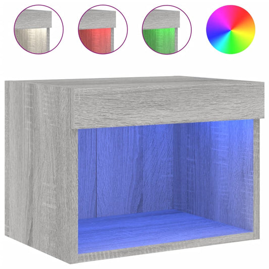 Bedside Cabinet with LED Lights Wall-mounted Grey Sonoma Bedside Cabinet with LED Lights Wall-mounted Grey Sonoma