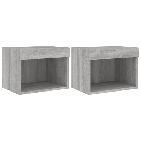 Bedside Cabinets with LED Lights Wall-mounted 2 pcs Grey Sonoma Bedside Cabinets with LED Lights Wall-mounted 2 pcs Grey Sonoma