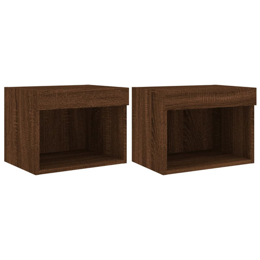Bedside Cabinets with LED Lights Wall-mounted 2 pcs Brown Oak Bedside Cabinets with LED Lights Wall-mounted 2 pcs Brown Oak