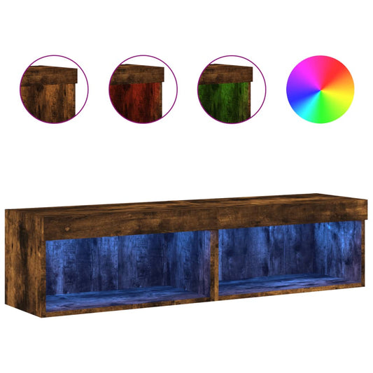 2 Piece TV Cabinet Set with LED Lights Smoked Oak 60x30x30 cm 2 Piece TV Cabinet Set with LED Lights Smoked Oak 60x30x30 cm