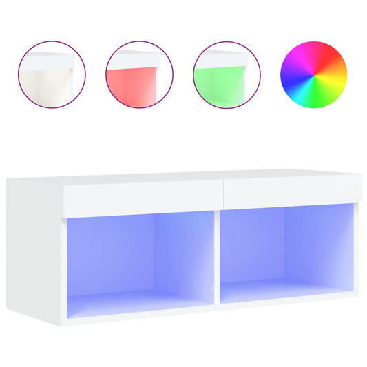 TV Cabinet with LED Lights White 80x30x30 cm TV Cabinet with LED Lights White 80x30x30 cm