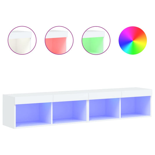 2 Piece TV Cabinet Set with LED Lights White 80x30x30 cm 2 Piece TV Cabinet Set with LED Lights White 80x30x30 cm