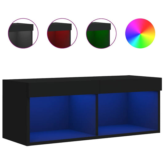 TV Cabinet with LED Lights Black 80x30x30 cm TV Cabinet with LED Lights Black 80x30x30 cm