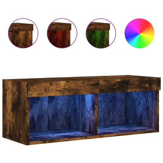 TV Cabinet with LED Lights Smoked Oak 80x30x30 cm TV Cabinet with LED Lights Smoked Oak 80x30x30 cm