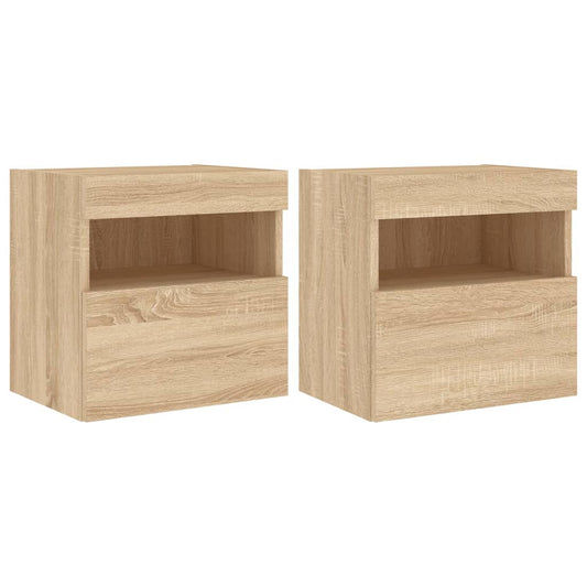 TV Wall Cabinets with LED Lights 2 pcs Sonoma Oak 40x30x40 cm TV Wall Cabinets with LED Lights 2 pcs Sonoma Oak 40x30x40 cm
